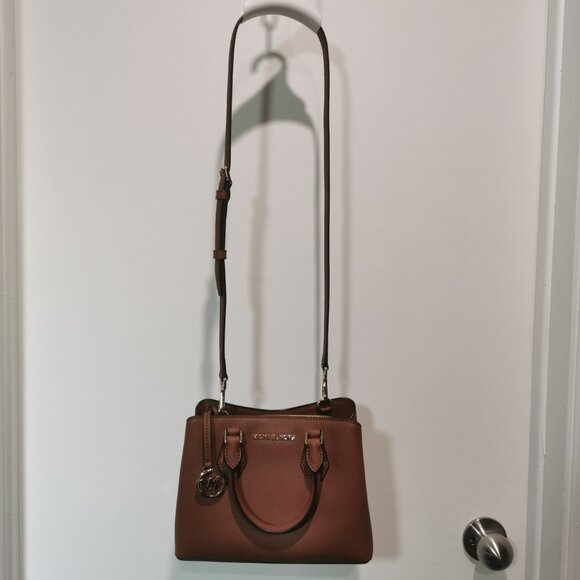 Cognac/Gold Saffiano Leather Satchel/Crossbody EUC #251 - Picture 3 of 14